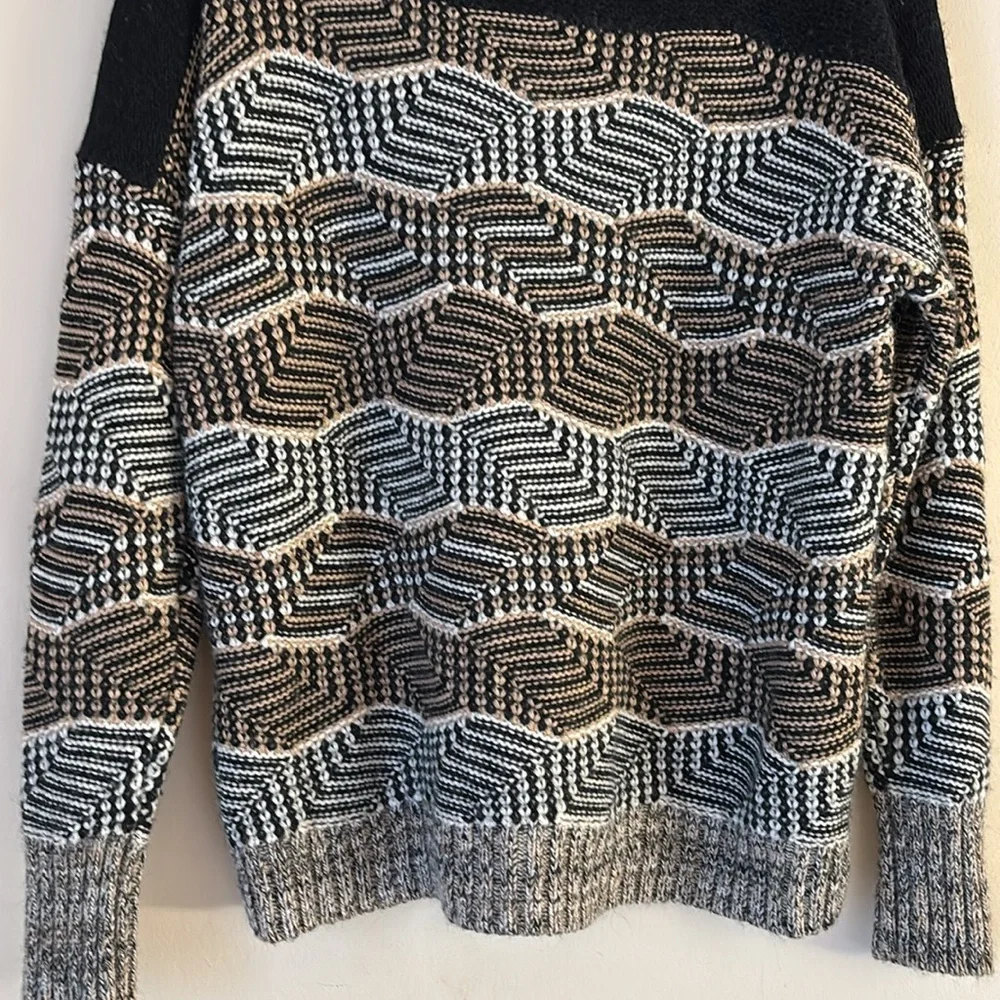 BY Malene Birger Printed Turtleneck‎ Black and Brown Patterned Sweater Size S/M